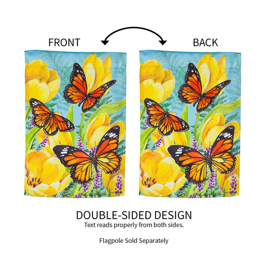 Tulip and Butterfly Garden Suede Flag