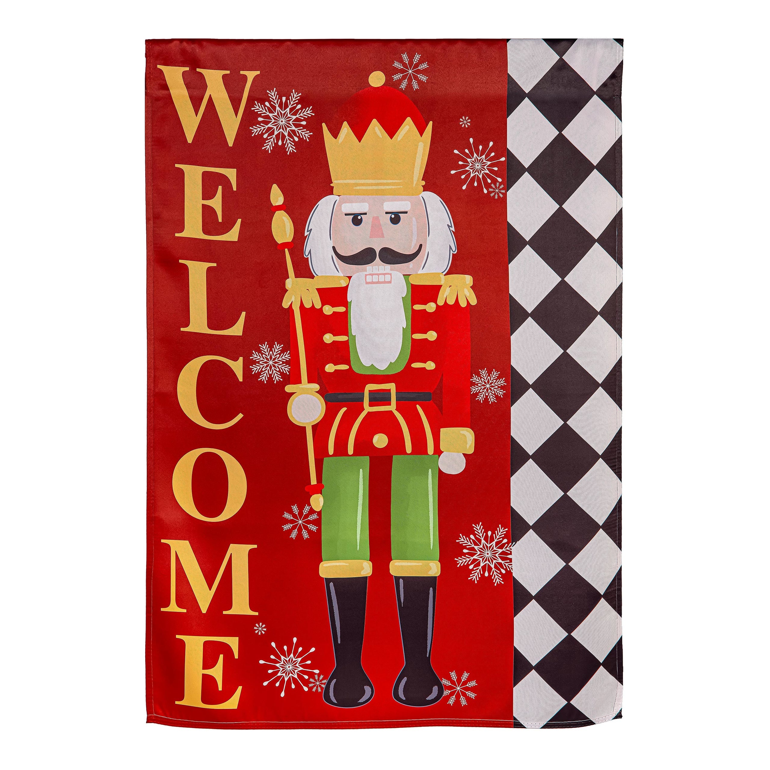 Welcome Nutcracker Suede House Flag