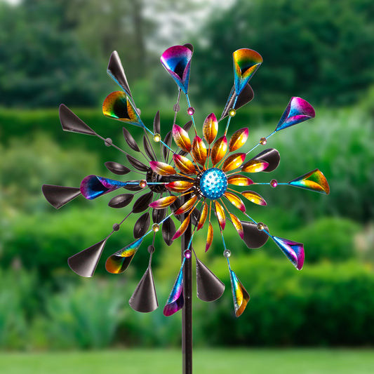 Metal Wind Spinner, Colorful Calla Lily, 75"H