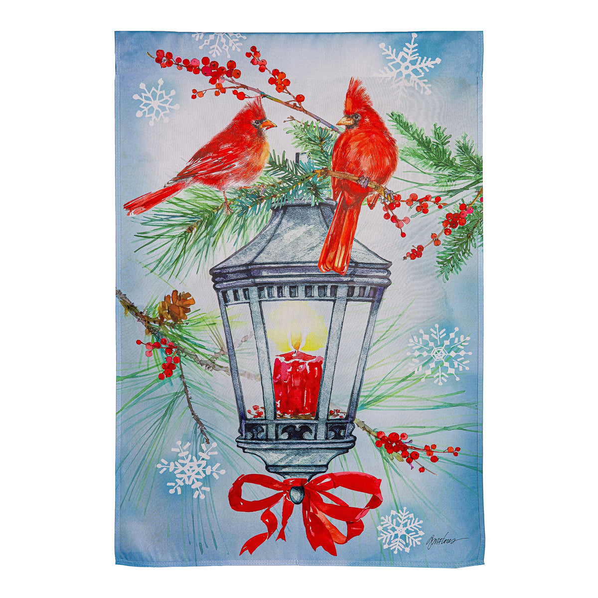 Cardinal Lantern Suede House Flag