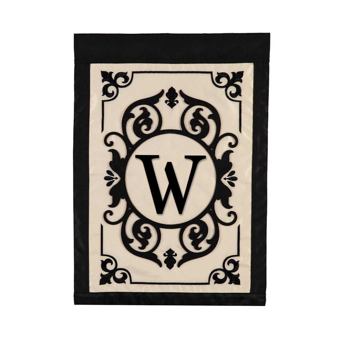 Cambridge Monogram Garden Applique Flag, Letter W
