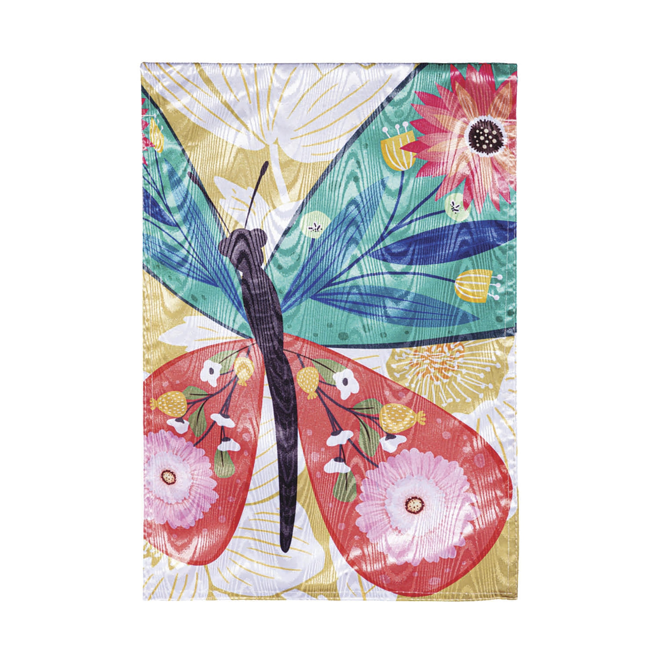 Folk Butterfly Moire Garden Flag