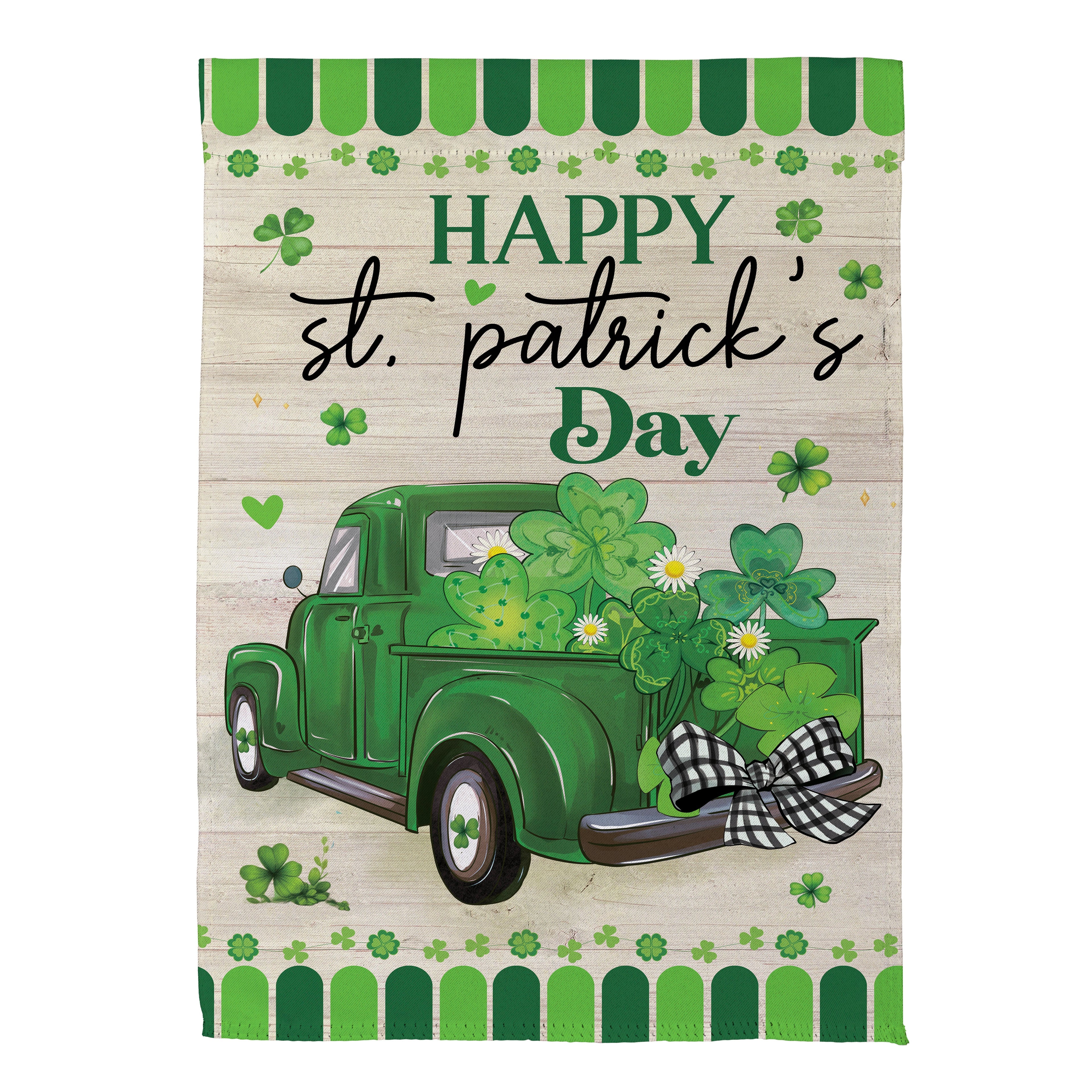 Happy St. Patrick's Day Truck Suede Garden Flag