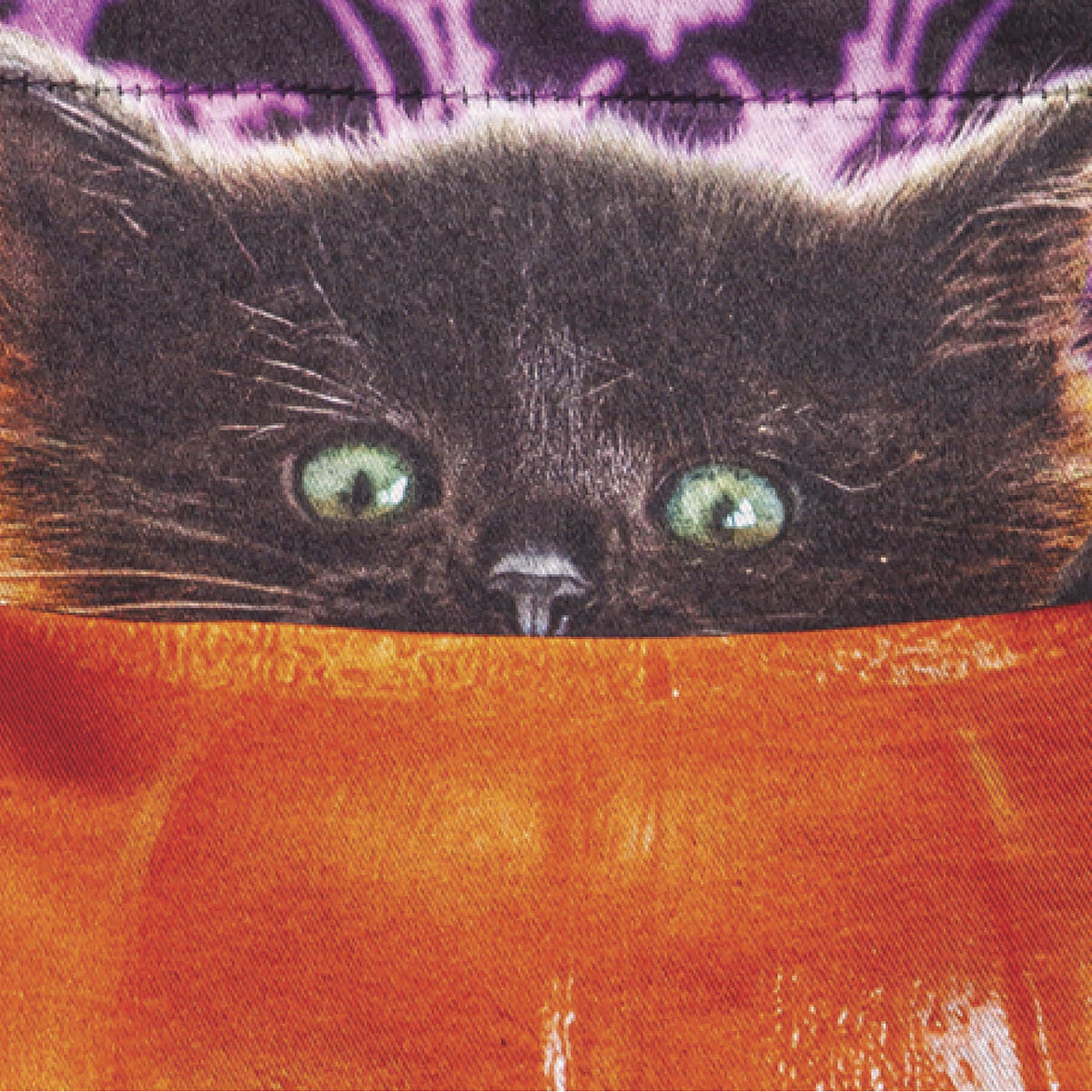 Kitten in  Jack O'Lantern Pumpkin Bucket Lustre Garden Flag