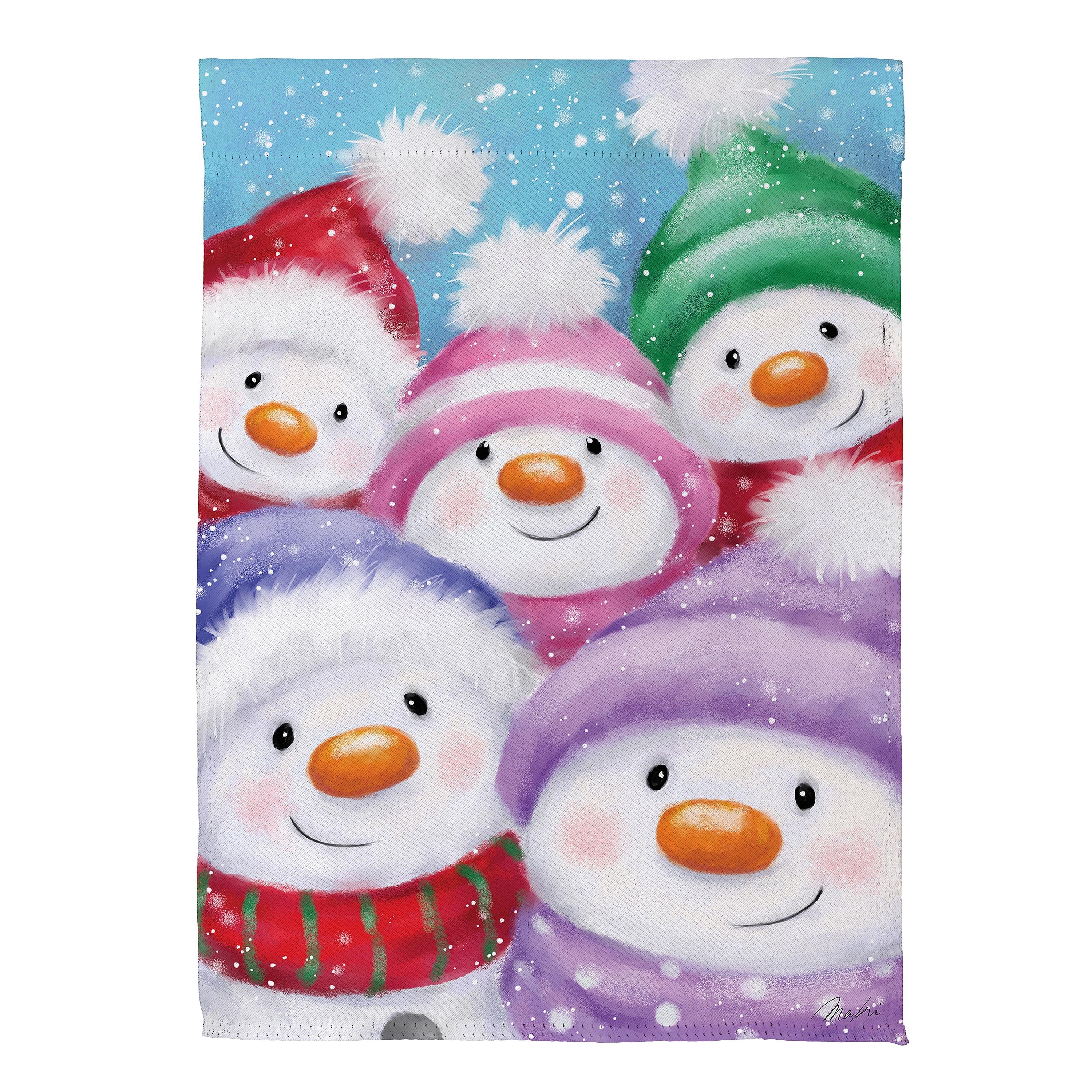 Snowman Family Suede Garden Flag
