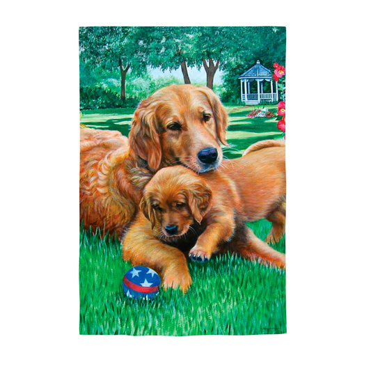 Mom and Pup Suede Garden Flag