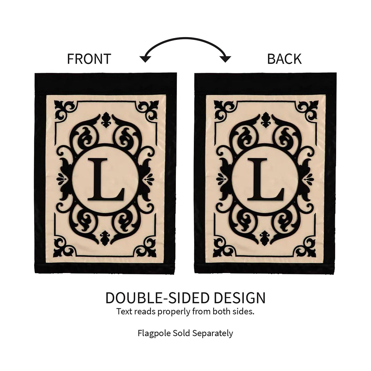 Cambridge Monogram Garden Applique Flag, Letter L
