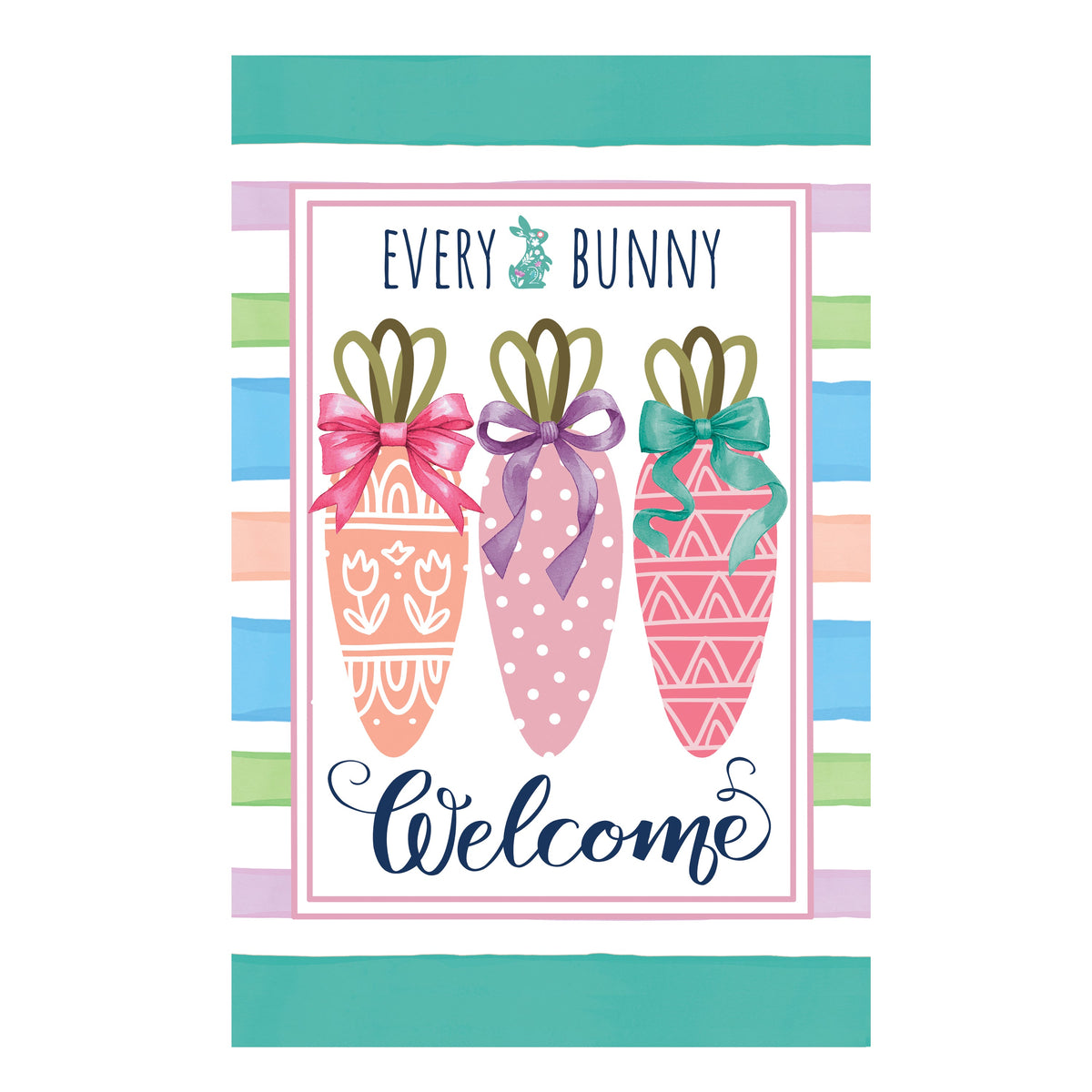 Every Bunny Carrot Welcome Applique Garden Flag