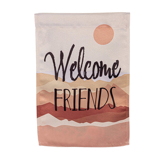 Friends Welcome Suede Garden Flag