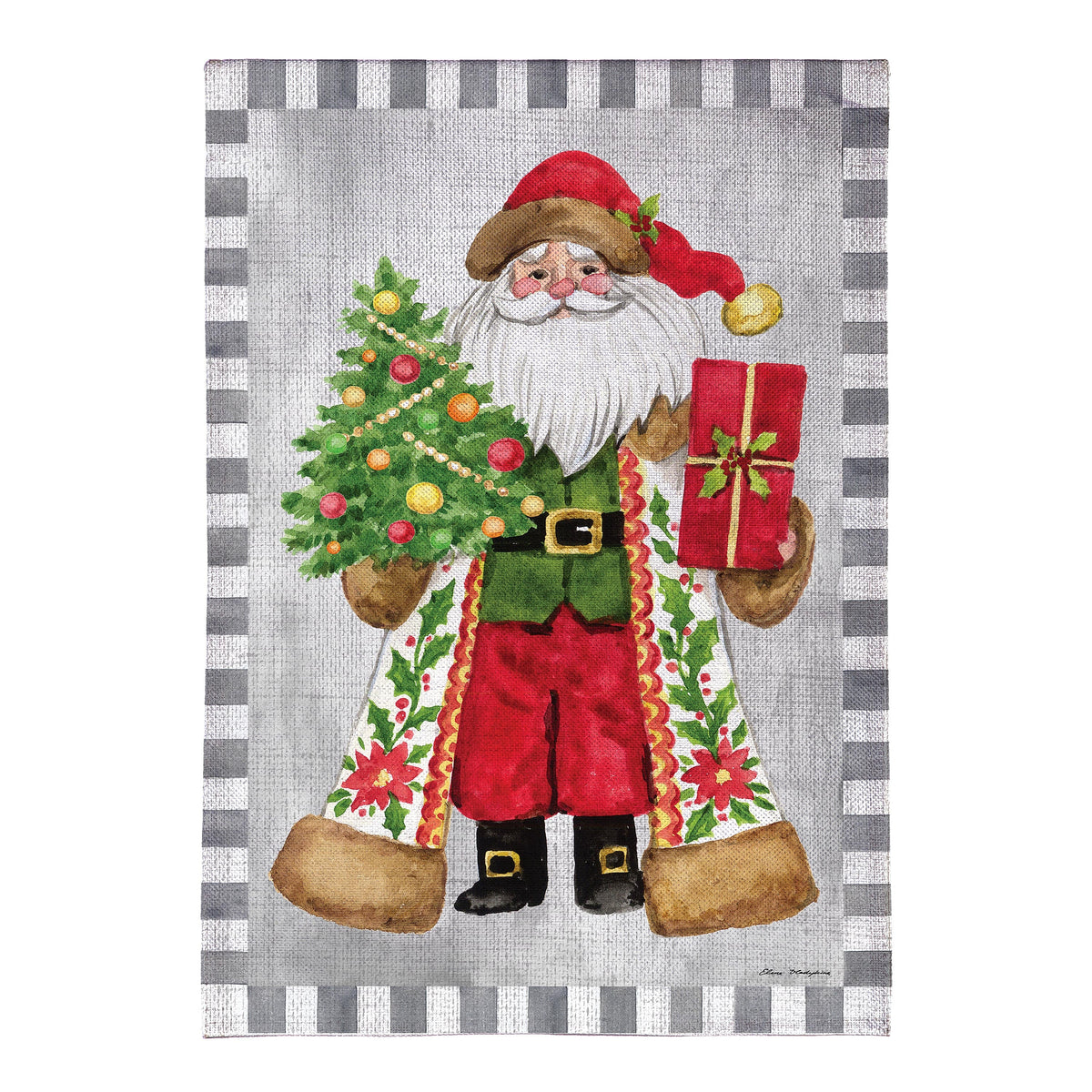 Festive Santa Burlap House Flag