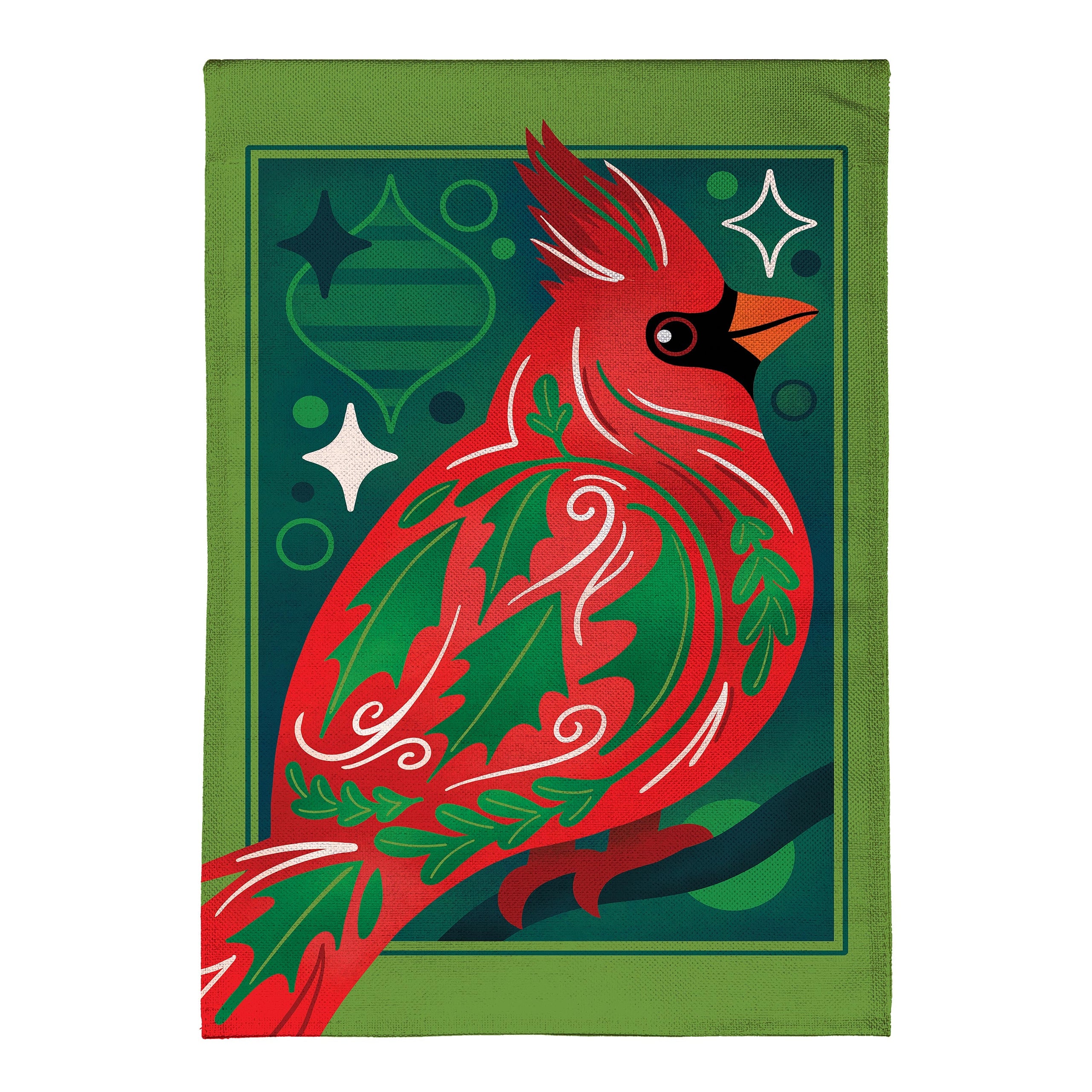 Decorated Cardinal Burlap House Flag