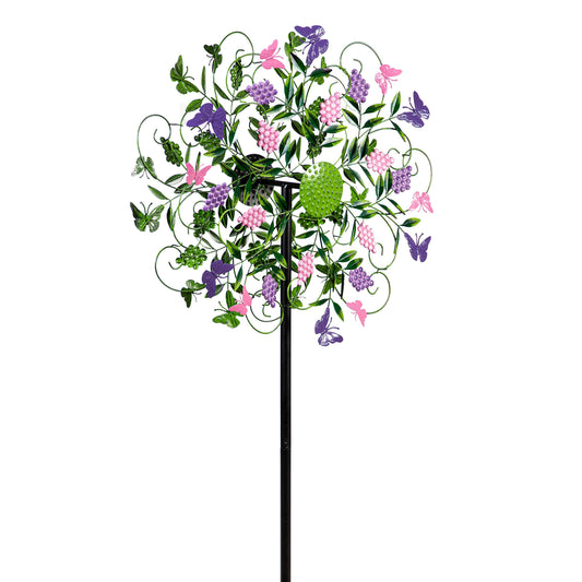 Metal Wind Spinner, Vineyard with Butterflies, 75"H