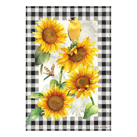 Sunflower and Goldfinch Garden Suede Flag