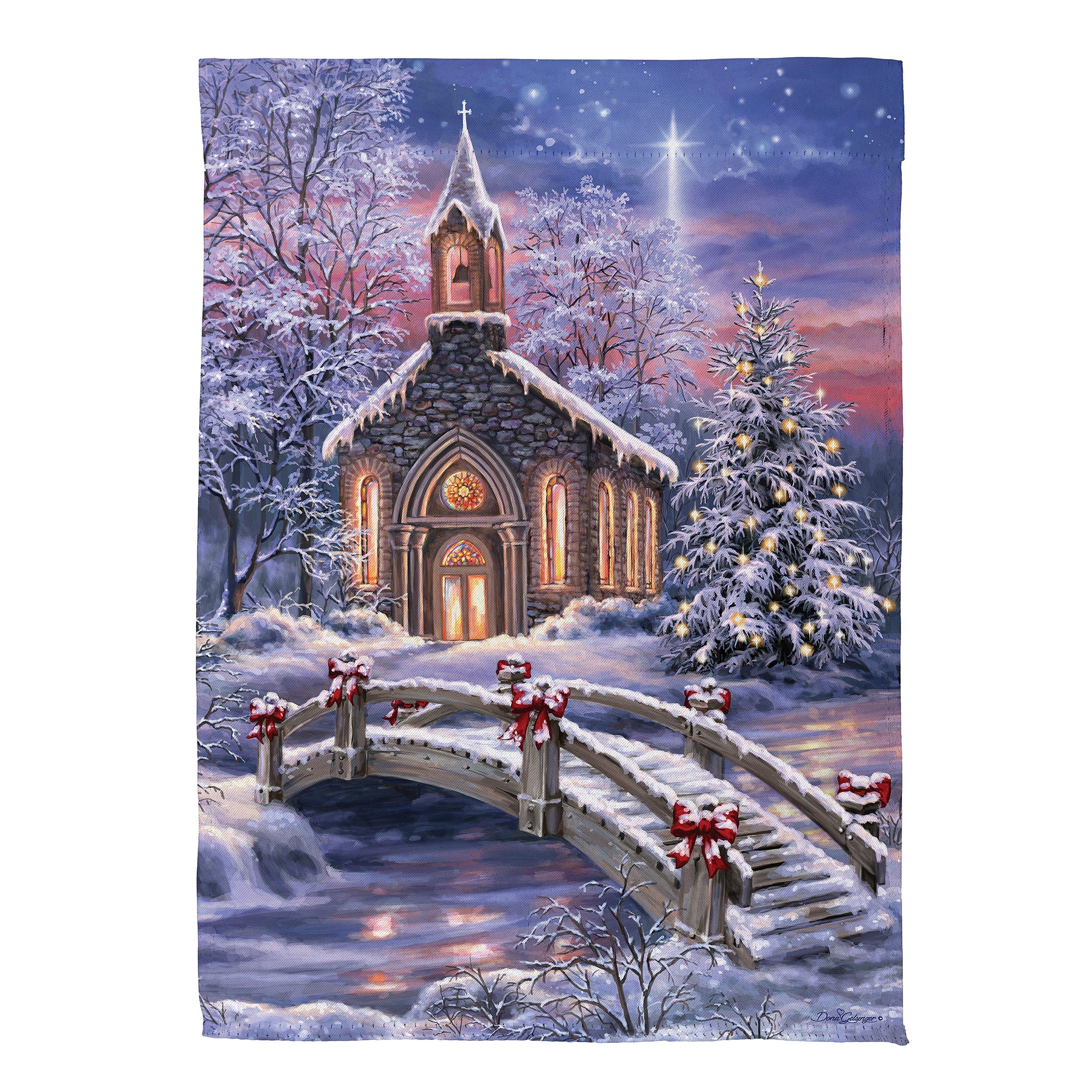Vibrant Winter Church Suede Garden Flag