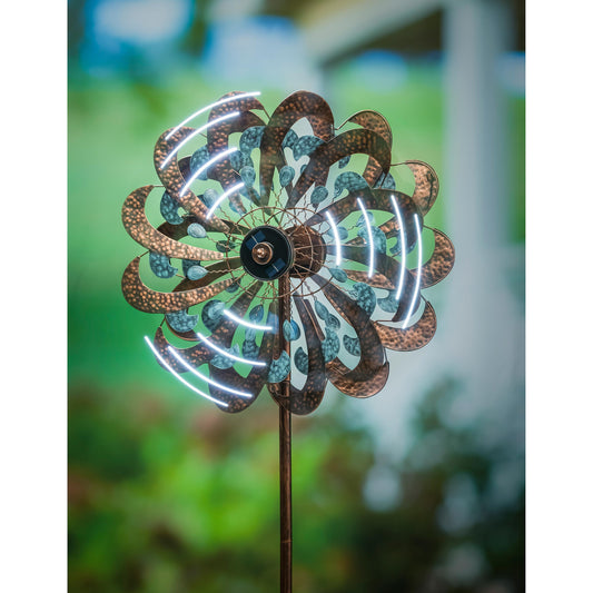 Solar Wind Spinner, Copper and Blue Patina Swirl
