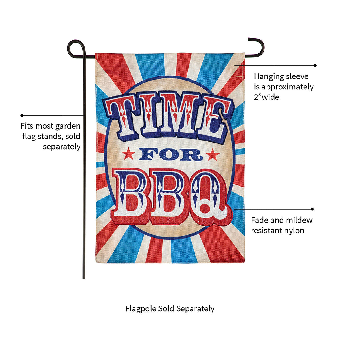 Time for BBQ Garden Burlap Flag