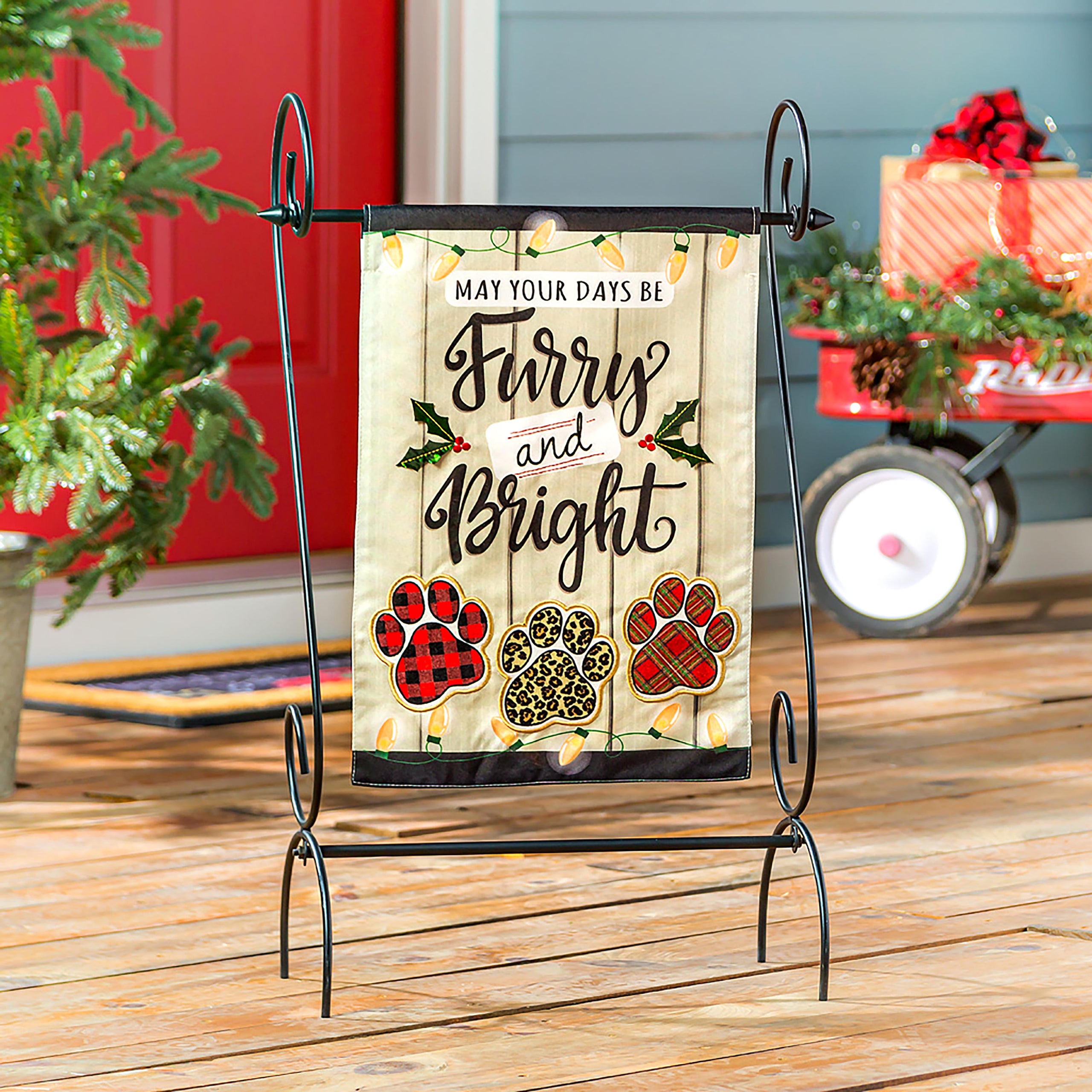 Furry and Bright Garden Linen Flag