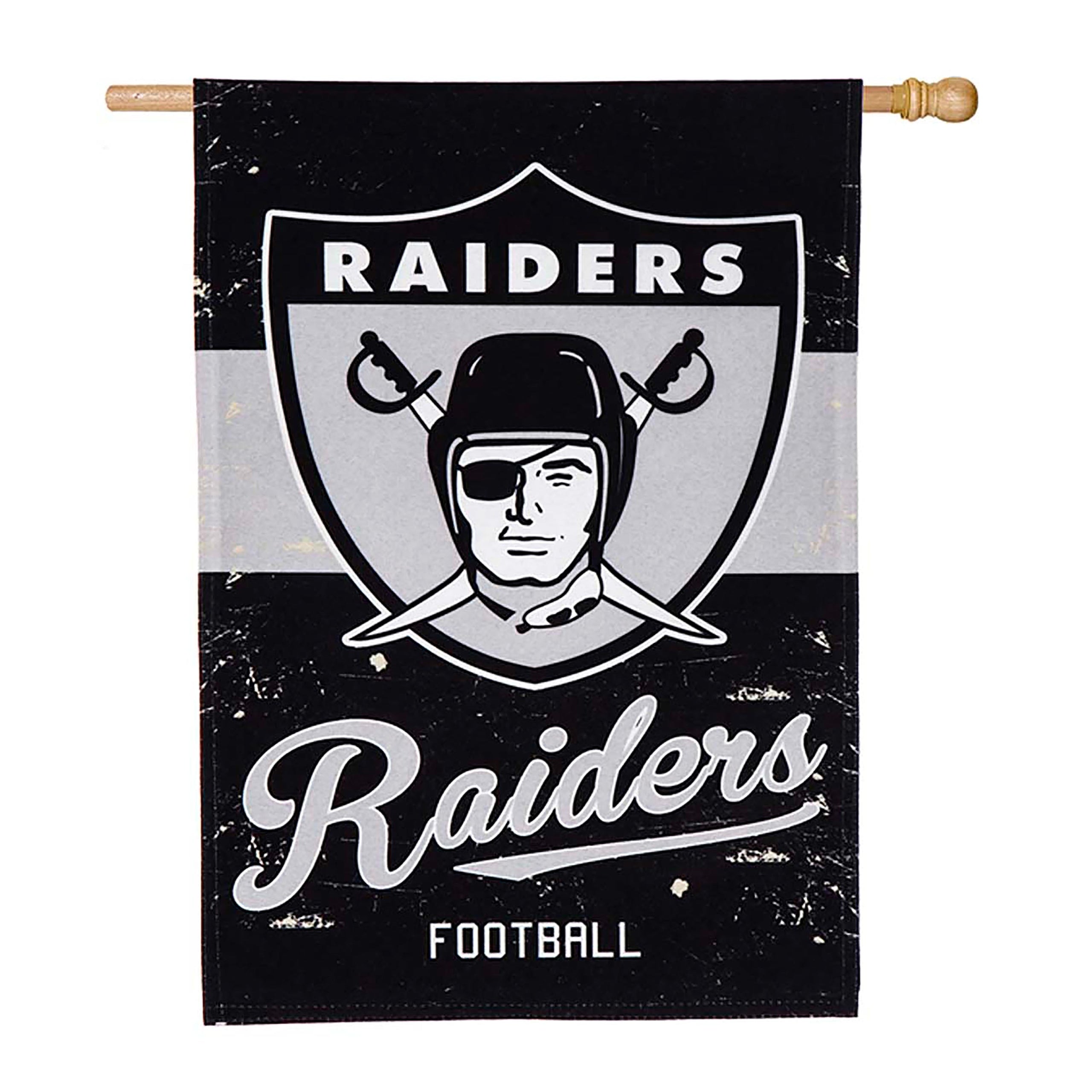 Double-Sided Vintage Graphic NFL Team Pride Linen House Flag, Raiders