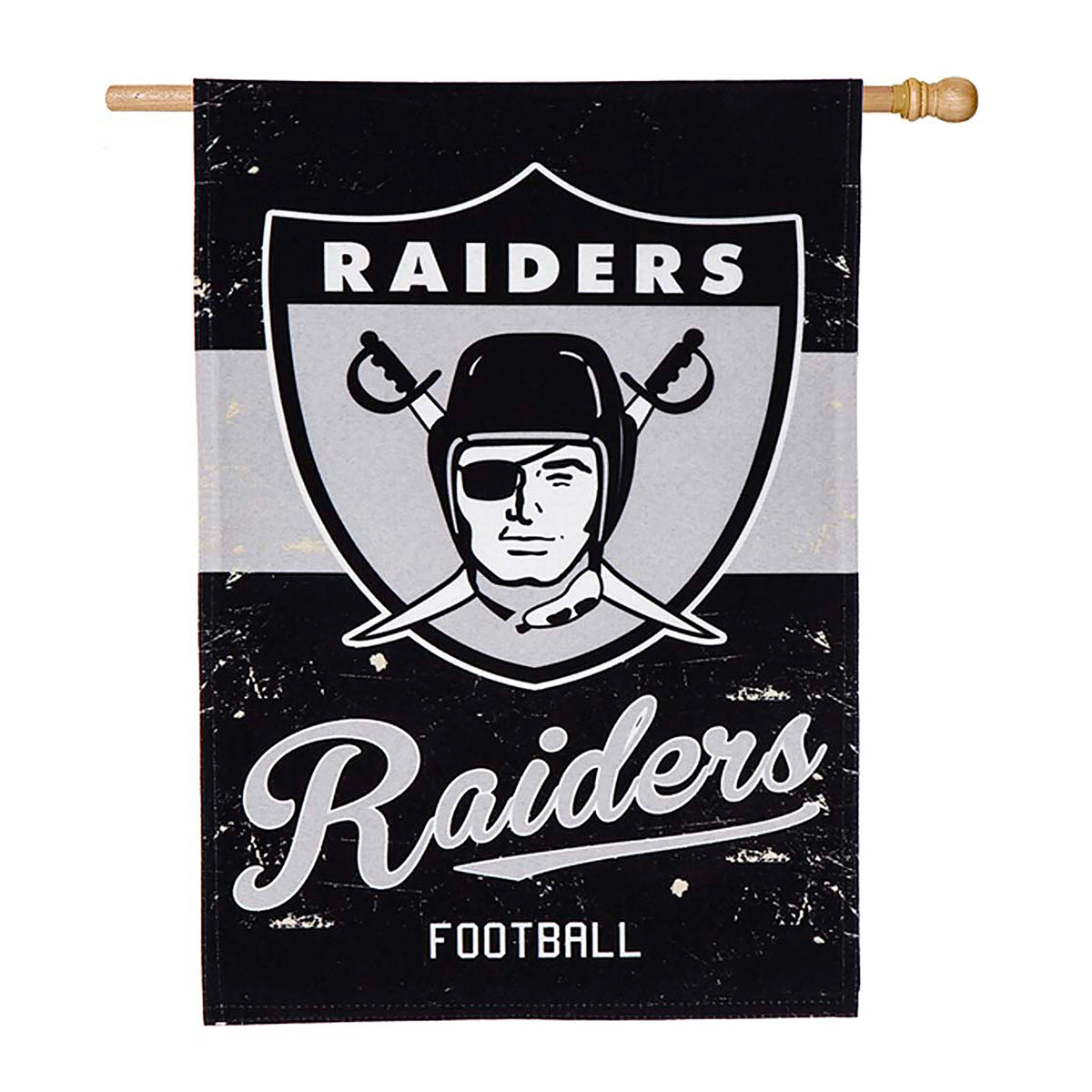Double-Sided Vintage Graphic NFL Team Pride Linen House Flag, Raiders