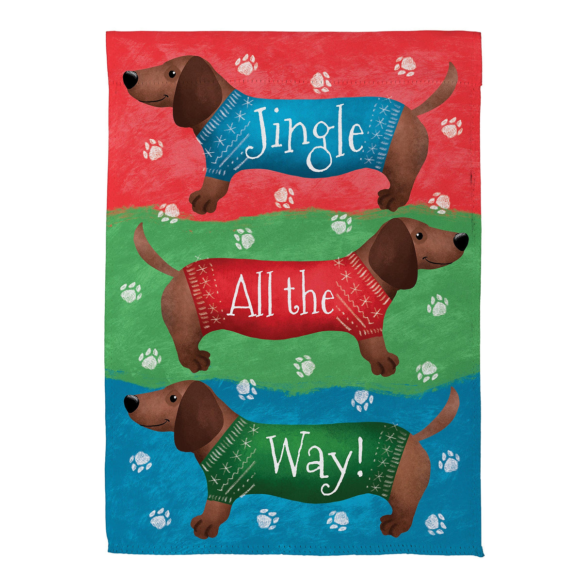 Jingle All The Way Dachshund Suede Garden Flag