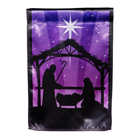 Nativity Reversible Lustre Garden Flag