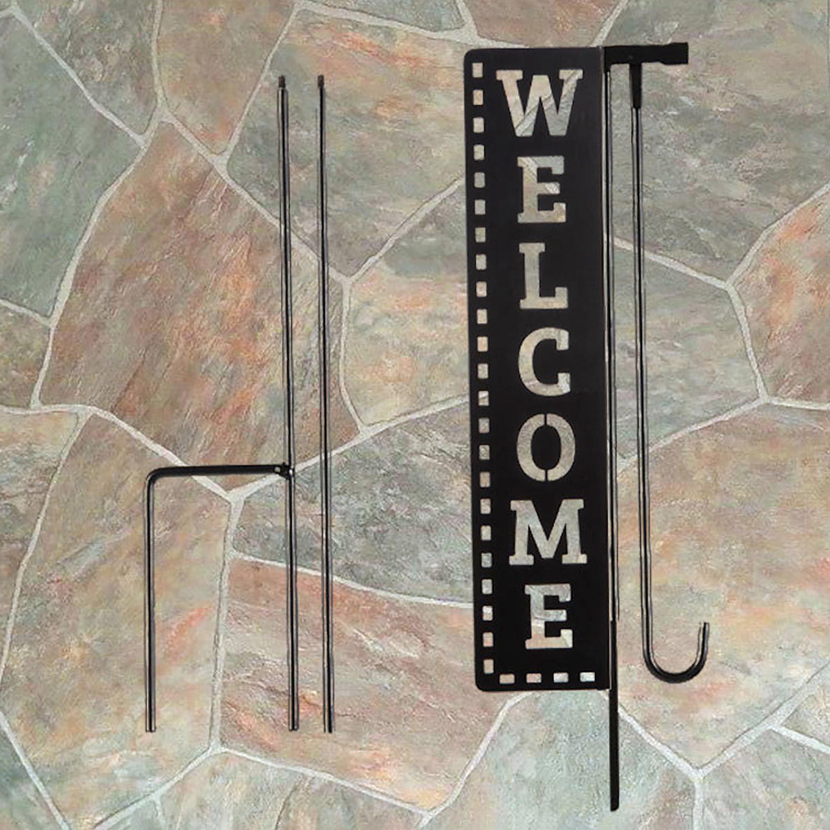 Welcome Laser Cut Garden Flag Stand