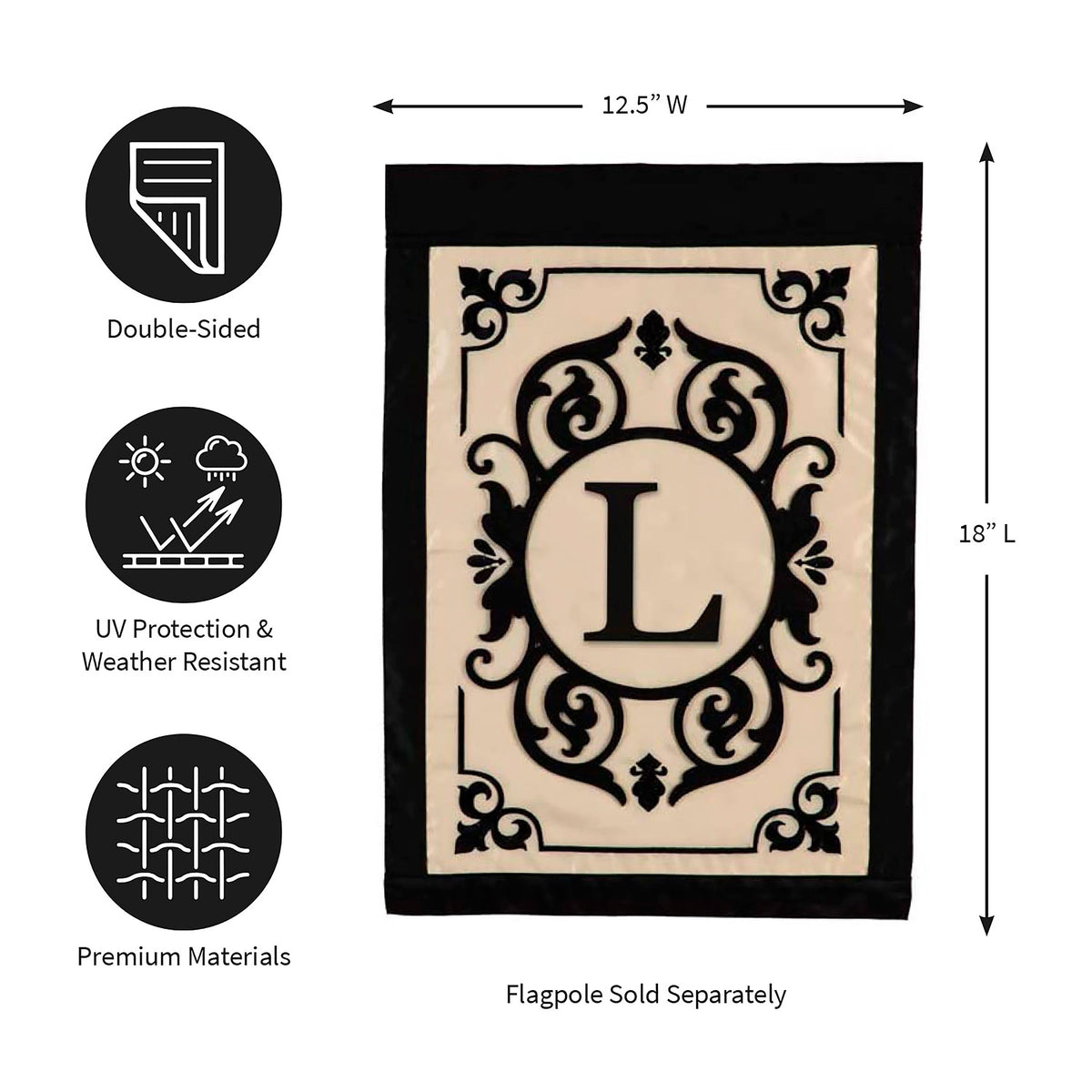 Cambridge Monogram Garden Applique Flag, Letter L