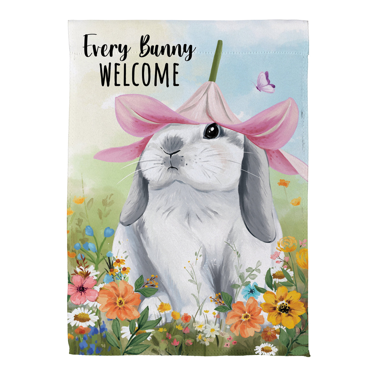 Hop Into Spring Flower Time Suede House Flag