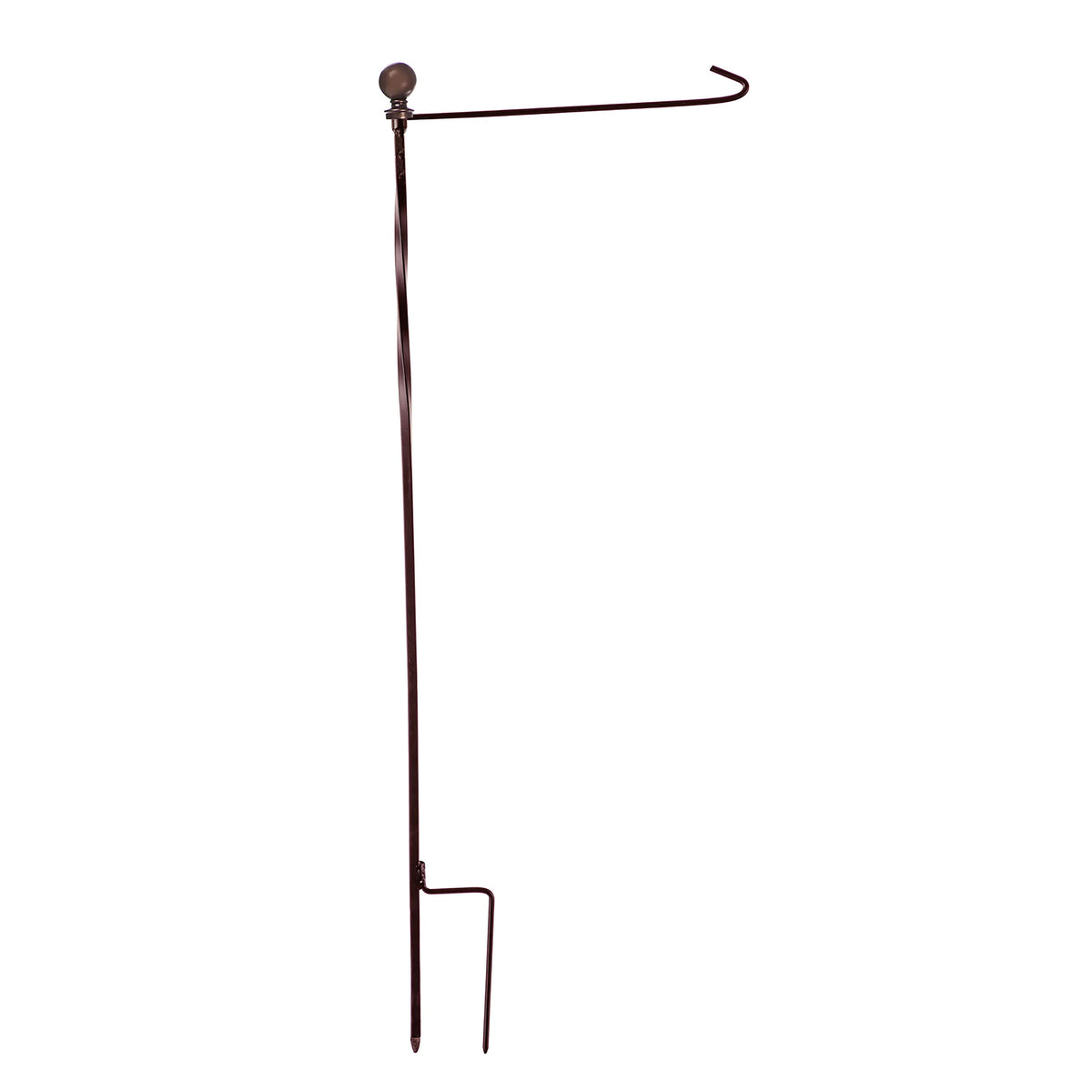 Metal Twist Garden Flag Stand with Finial, Bronze
