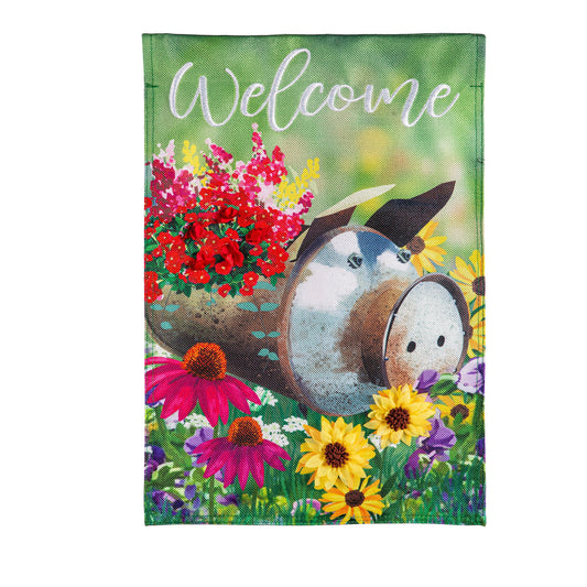 Piggy Planter Burlap Garden Flag