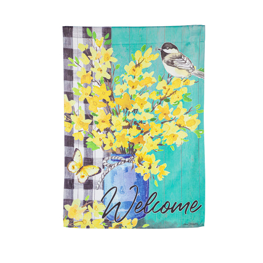 Spring Forsythia Suede House Flag