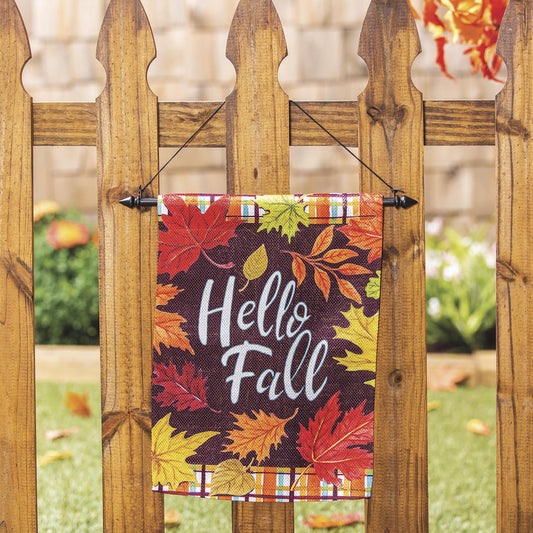 Plaid Hello Fall Garden Textured Suede
