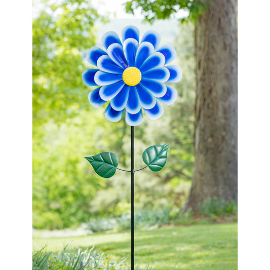 75"H Wind Spinnner, Blue Daisy