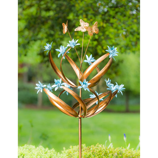 84" H Wind Spinner, Butterfly Swirls and Flower Motions