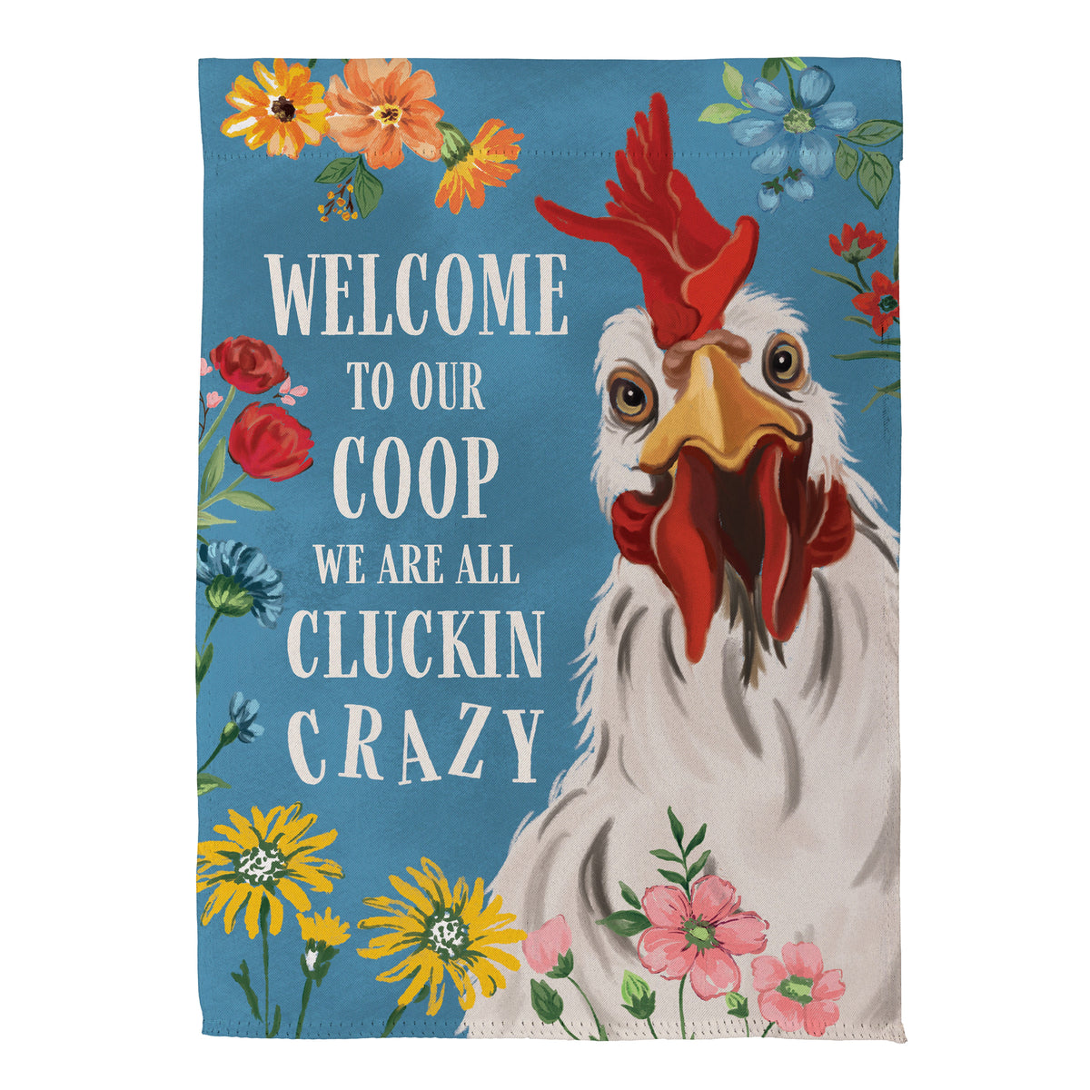 Petal & Plow Crazy Coop Suede Garden Flag