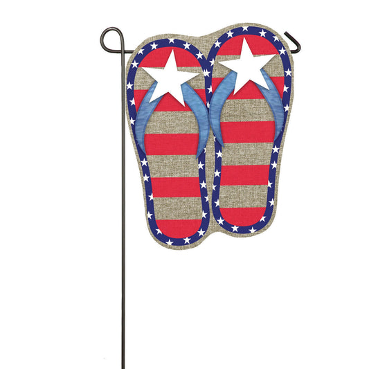 Garden Burlap Patriotic Flip Flops Flag
