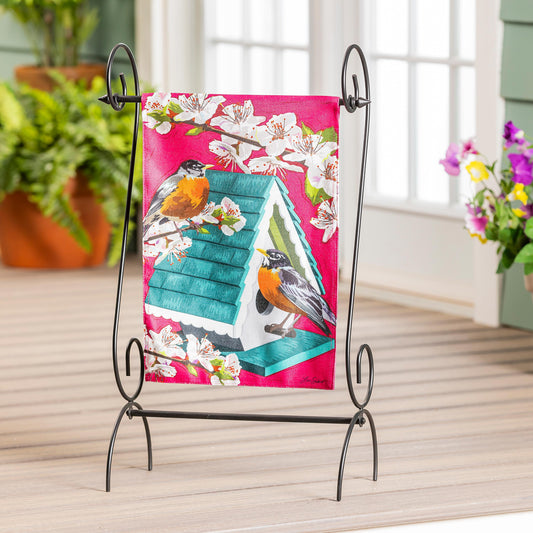 Cherry Blossoms & Friends Burlap Garden flag