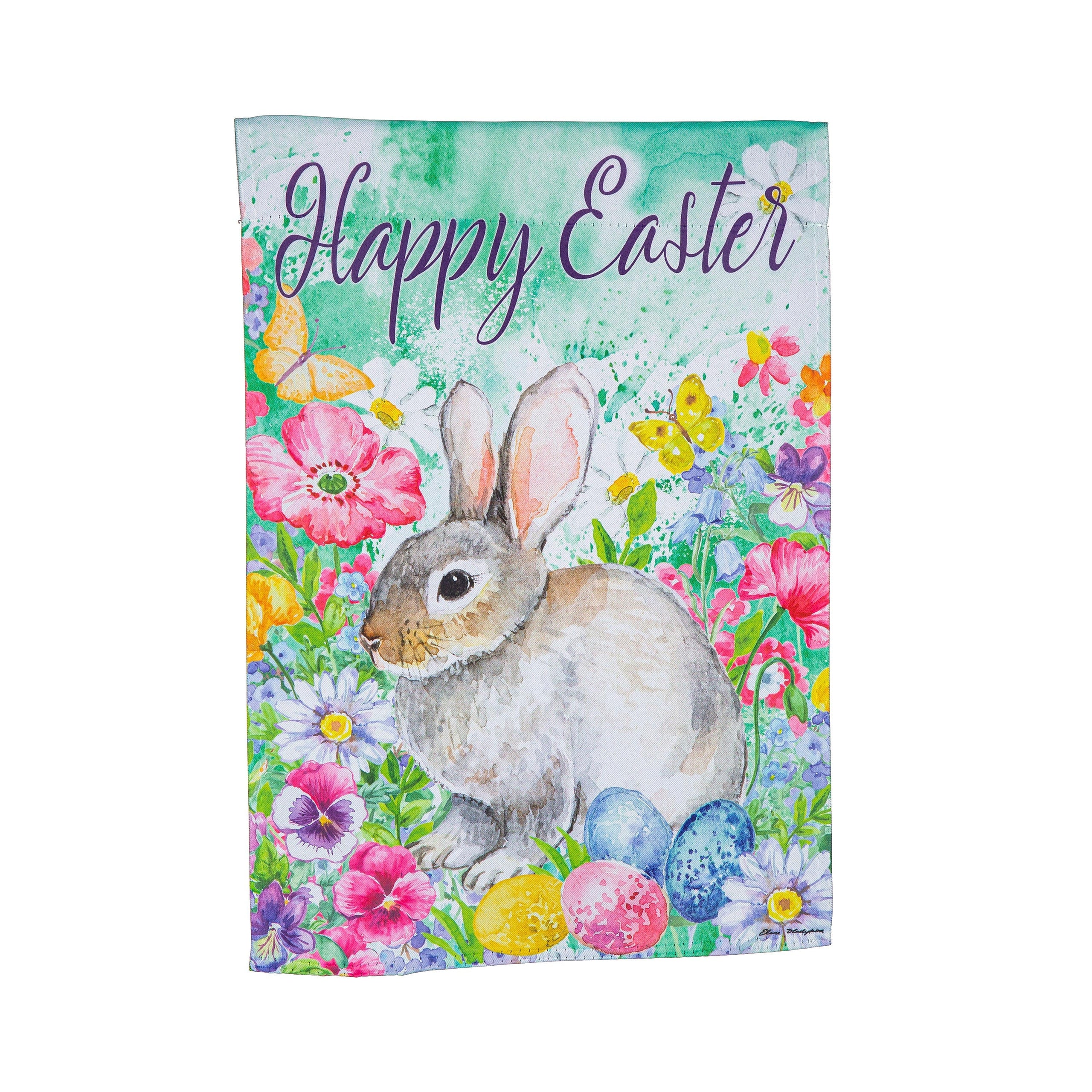 Bunny in the Garden Suede House Flag