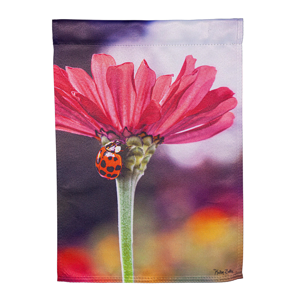 Ladybug on the Flower Suede Garden Flag