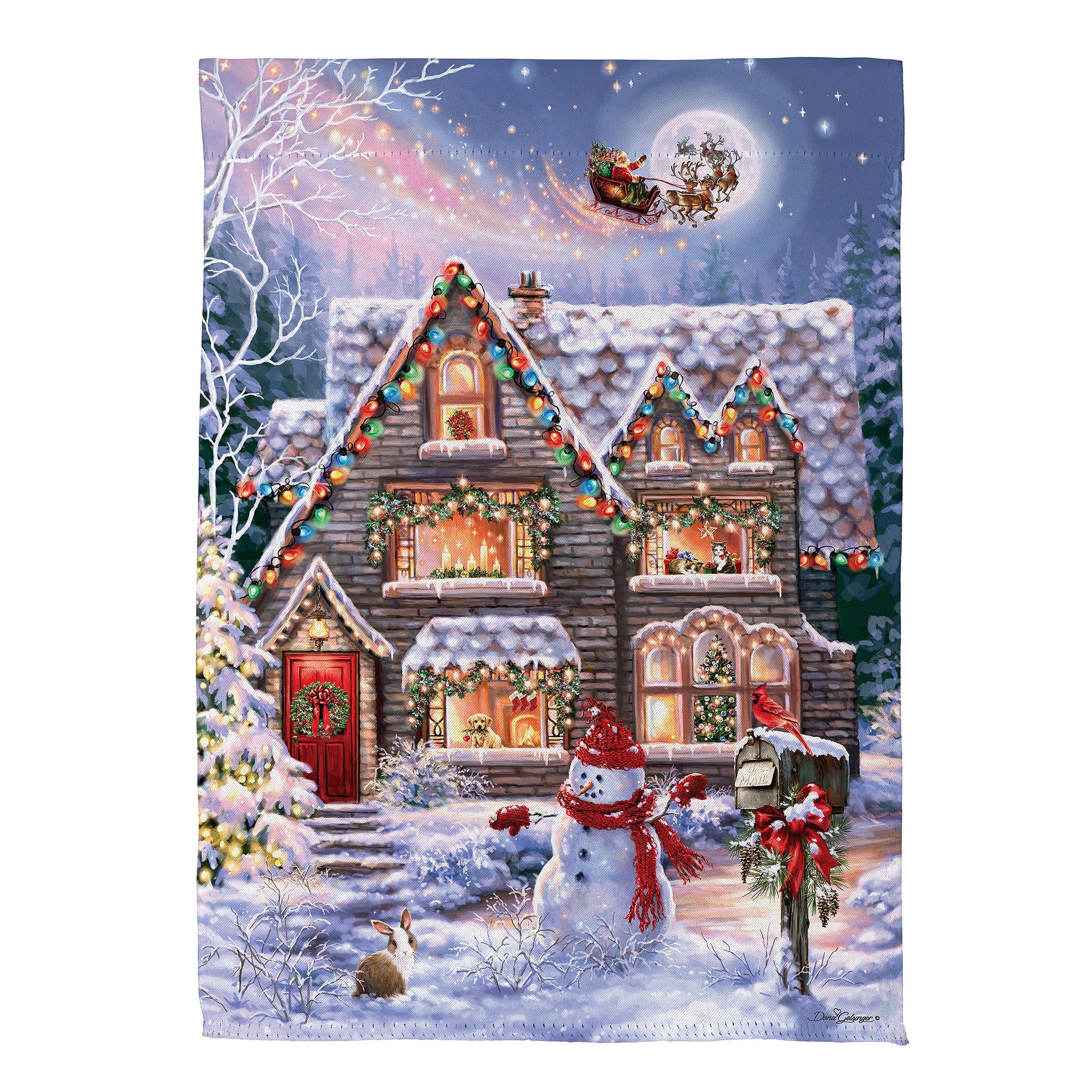 Colorful Christmas House Suede House Flag