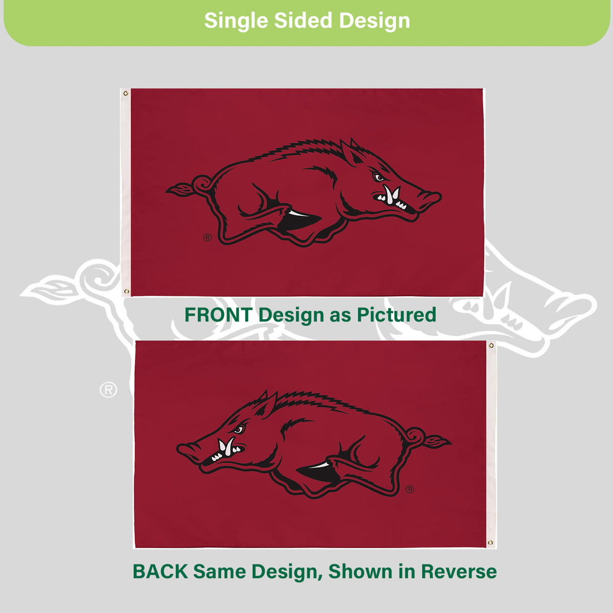 University of Arkansas Single Sided Estate Flag with 2 Grommets, 3'x5'