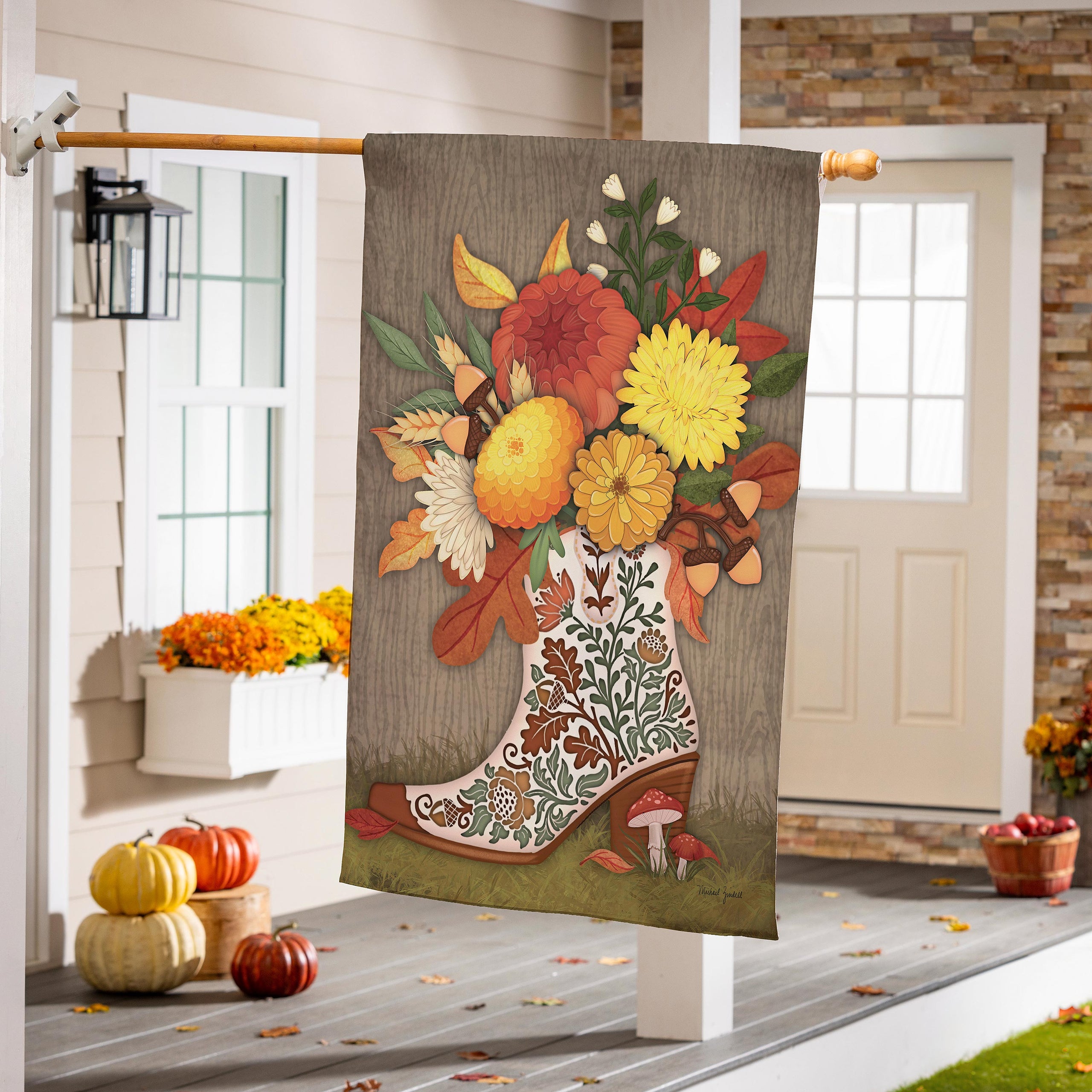 Boot Floral Suede House Flag