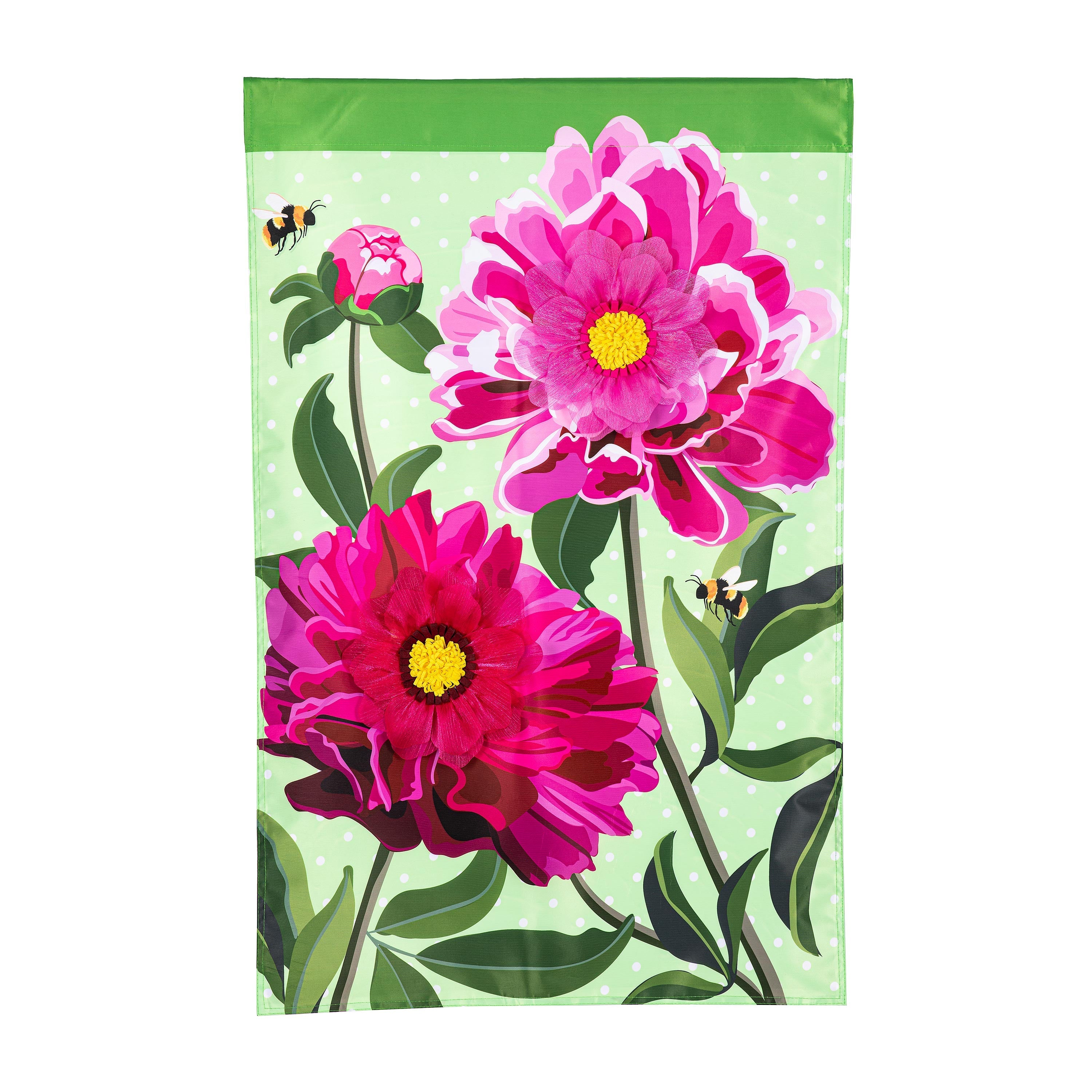 Peony Garden Applique House Flag