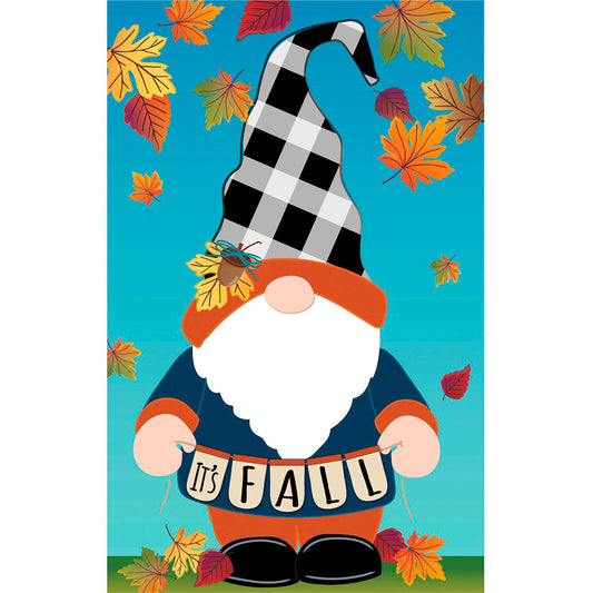 Fall Gnome Garden Linen Flag