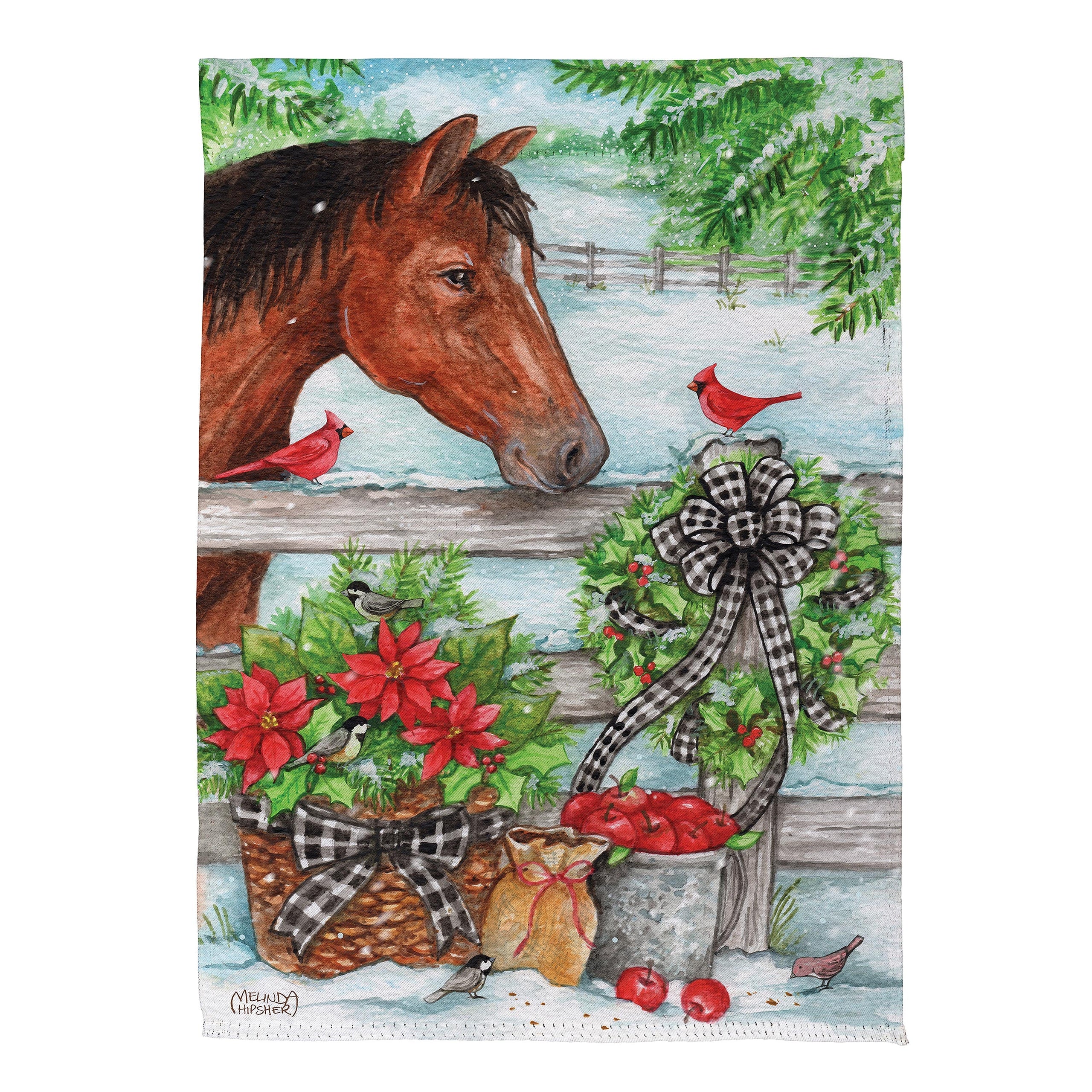 Horse & Cardinal Suede House Flag