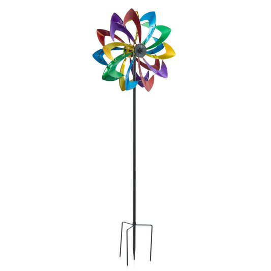 75" LED Solar Flower Wind Spinner
