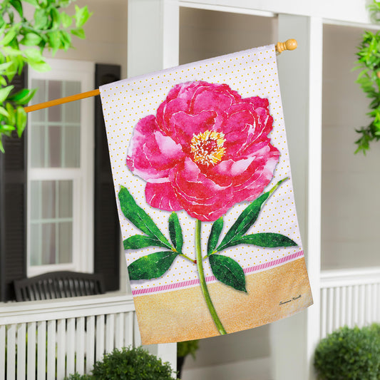 Floral Stems Burlap House Flag