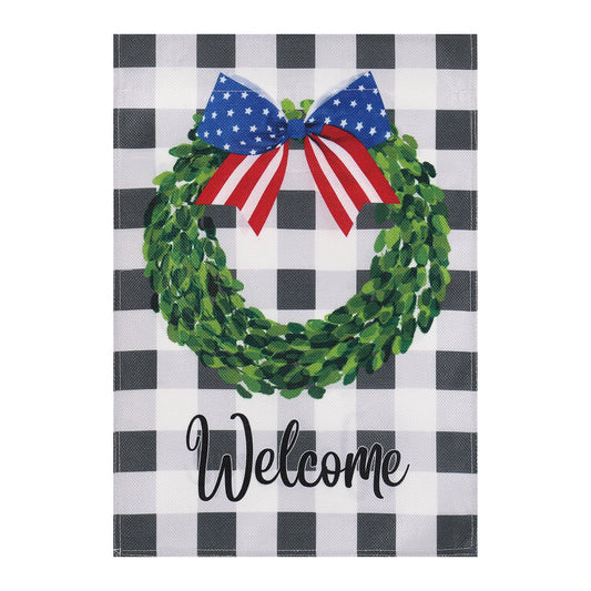 Boxwood Plaid Garden Burlap Flag