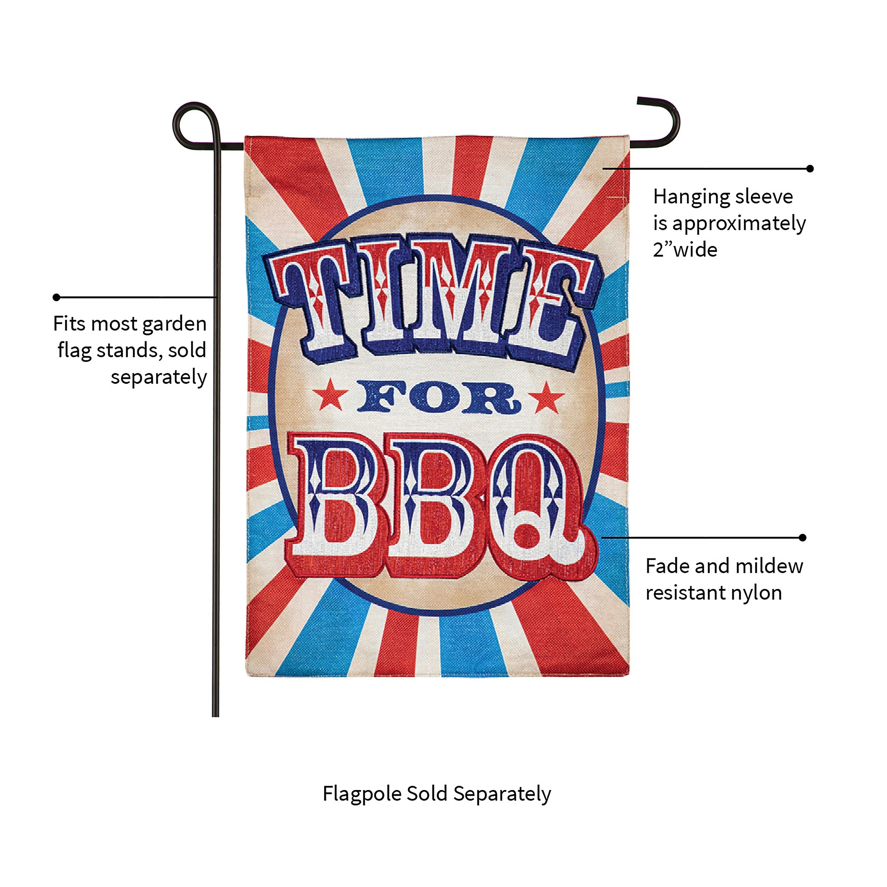 Time for BBQ Garden Burlap Flag