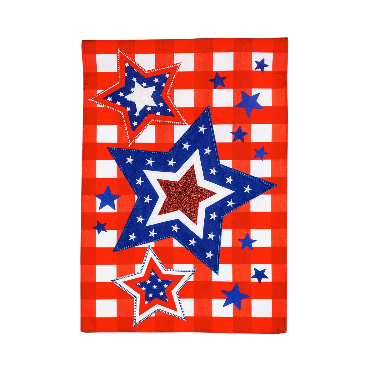 Patriotic Star Trio Garden Linen Flag